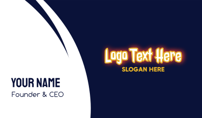 Yellow Glowing Gamer Wordmark Business Card