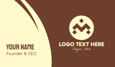 Brown Ethnic Pattern Letter M Business Card