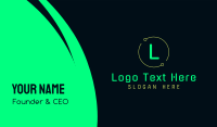 Green Neon Signage Business Card Design