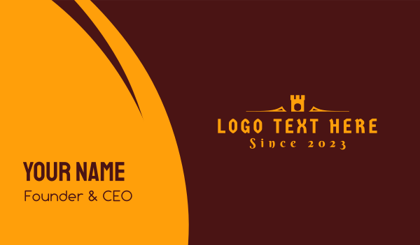 Golden Medieval Castle Text Business Card Design Image Preview