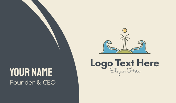 Surfing Island Wave Business Card Design Image Preview