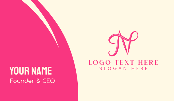 Pink Calligraphic Letter N Business Card Design Image Preview