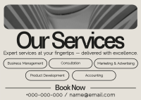 Minimalist Our Services Postcard Design