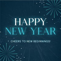 Fireworks New Year Greeting Instagram Post Design