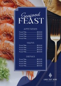 Minimal Shrimp Seafood Menu Design