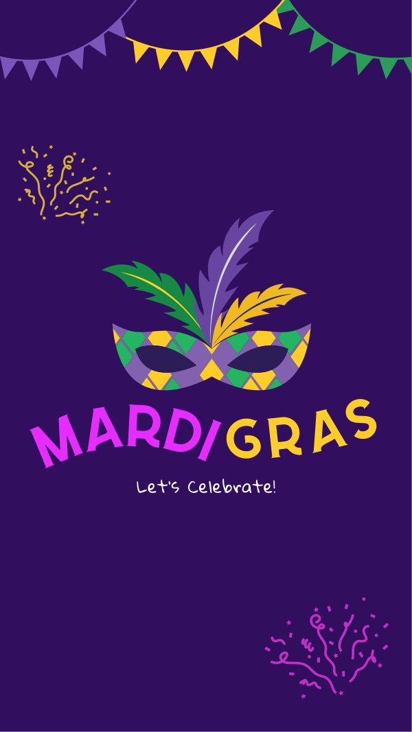 Mardi Gras Mask Facebook Story Design Image Preview