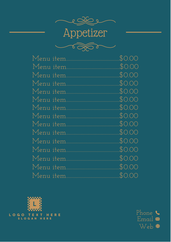 Appetizer Menu Menu Design Image Preview