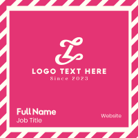 Pink Fancy Script Letter L Business Card Design