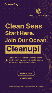 Ocean Day Clean Up Minimalist TikTok Video Design