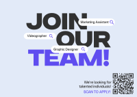 Join Our Team Postcard Design