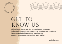 About Us Company Postcard Design