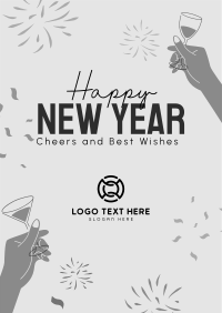 New Year Toast Greeting Poster Design