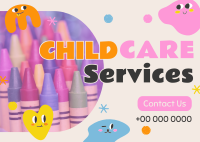 Quirky Faces Childcare Service Postcard Design