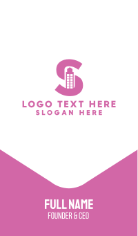 Pink Building Letter S Business Card Design