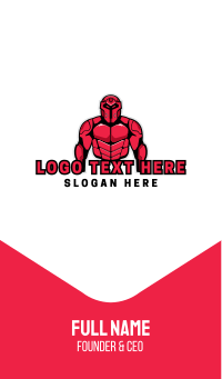 Red Gaming Muscle Robot Business Card Design