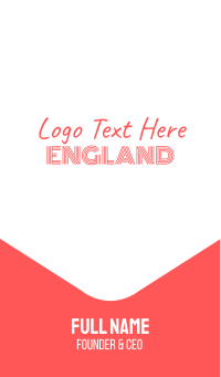 Red & White England Font Text Wordmark Business Card Design