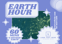 Retro Earth Hour Reminder Postcard Image Preview
