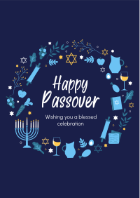 Happy Passover Wreath Flyer Design