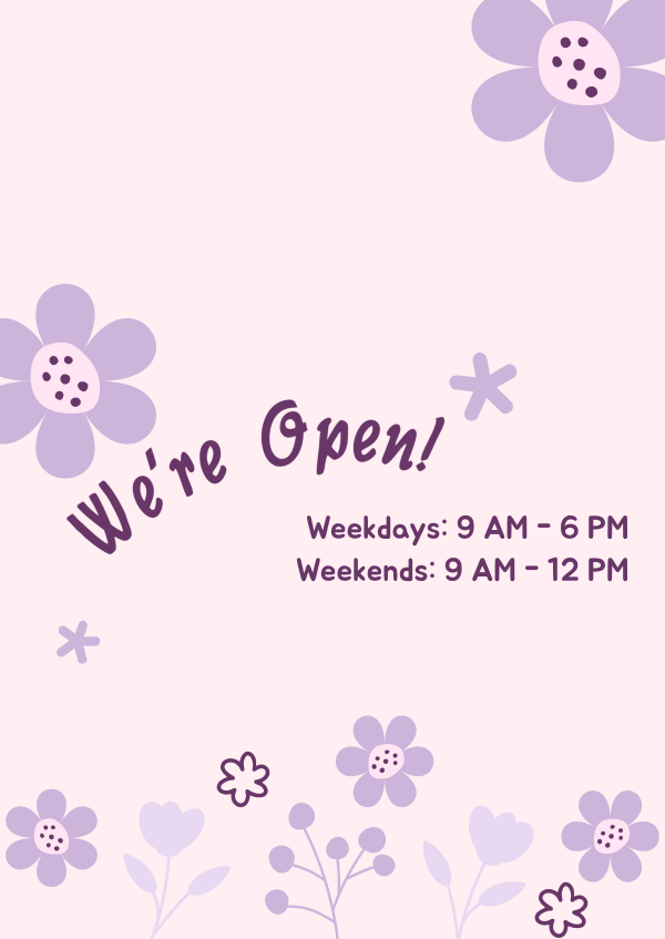 We're Open Flower Power Poster Design Image Preview