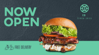 Burger Shop Opening Facebook Event Cover Design