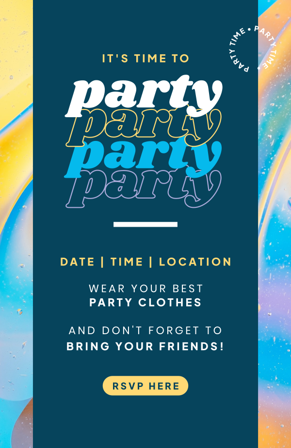 Colorful Party Time Invitation Design Image Preview