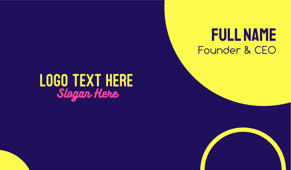 Fluorescent Yellow Pink Text Business Card Design