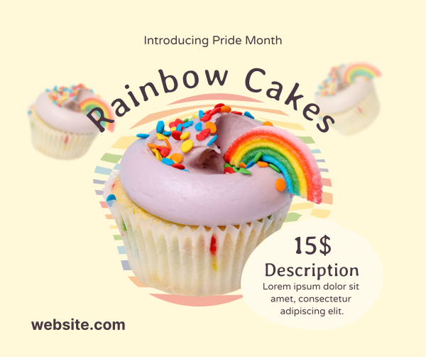 Pride Rainbow Cupcake Facebook Post Design Image Preview