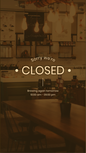 Coffee Shop Closed Facebook story Image Preview