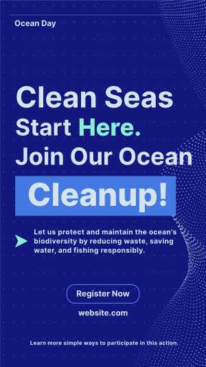 Ocean Day Clean Up Minimalist Facebook story Image Preview