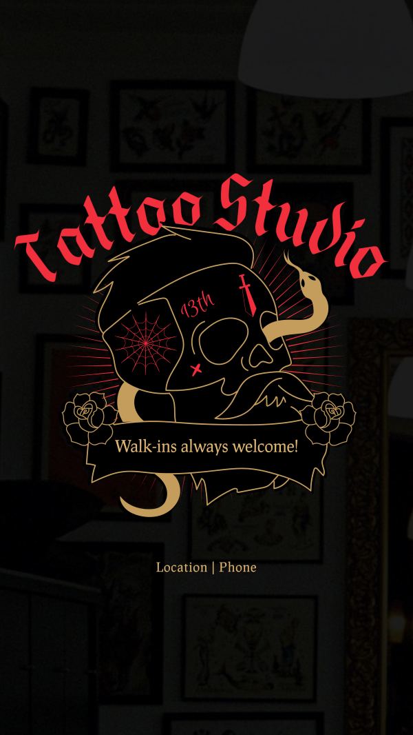 Skull Snake Tattoo Instagram Story Design Image Preview