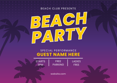 Beach Club Party Postcard Image Preview