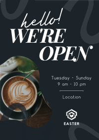 Open Coffee Shop Cafe Poster Design