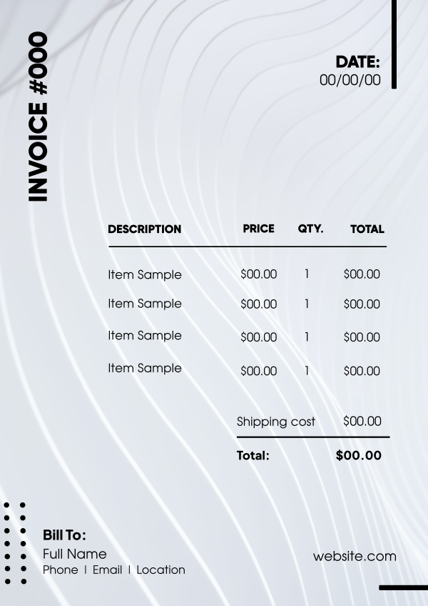 Wavy Abstract Lines Invoice Design Image Preview