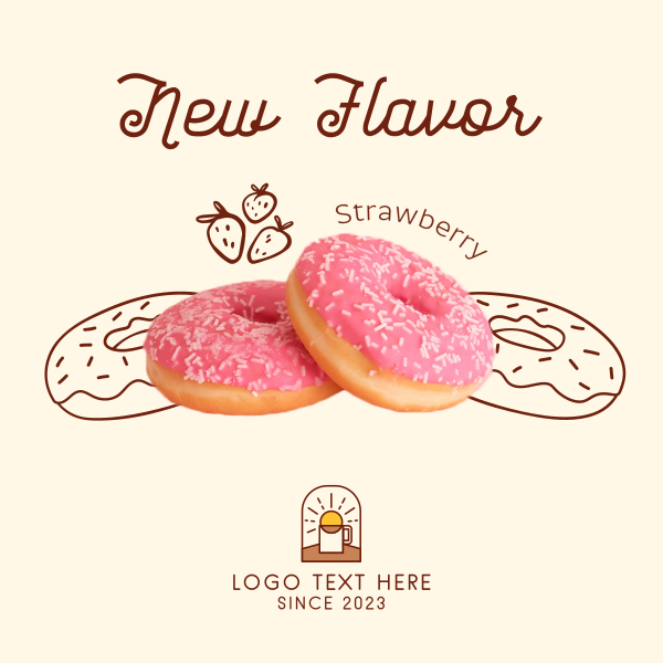 Strawberry Flavored Donut  Instagram Post Design Image Preview