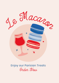 French Macaron Dessert Poster Design
