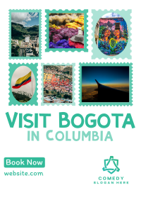 Travel to Colombia Postage Stamps Flyer Design