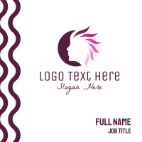 Pink Hair Silhouette Business Card Design