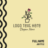 Flower Pot Outline Business Card Design