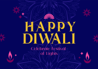 Happy Diwali Greeting Postcard Design