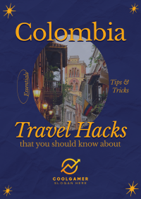 Modern Nostalgia Colombia Travel Hacks Flyer Design