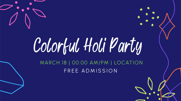 Holi Party Facebook Event Cover Design Image Preview