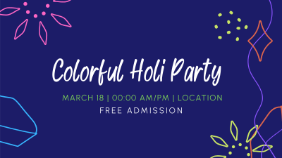 Holi Party Facebook event cover Image Preview