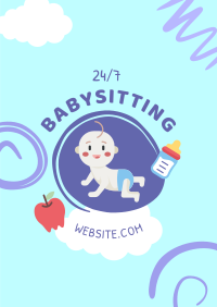 Babysitting Services Illustration Poster Design