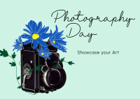Old Camera and Flowers Postcard Image Preview