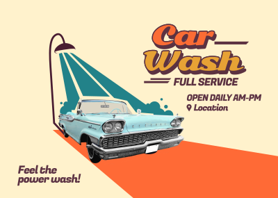 Retro Car Wash Postcard Image Preview