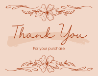 Wavy Floral  Thank You Card Image Preview
