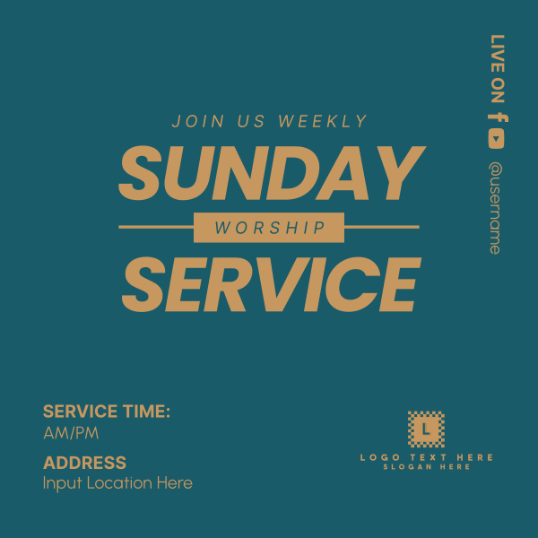 Sunday Worship Service Instagram Post Design Image Preview