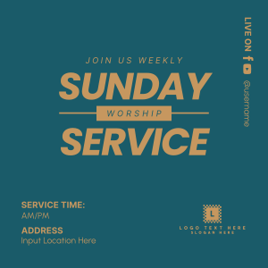 Sunday Worship Service Instagram post Image Preview