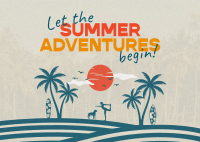 Retro Summer Silhouette Postcard Design