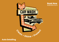 Car Wash Signage Postcard Image Preview